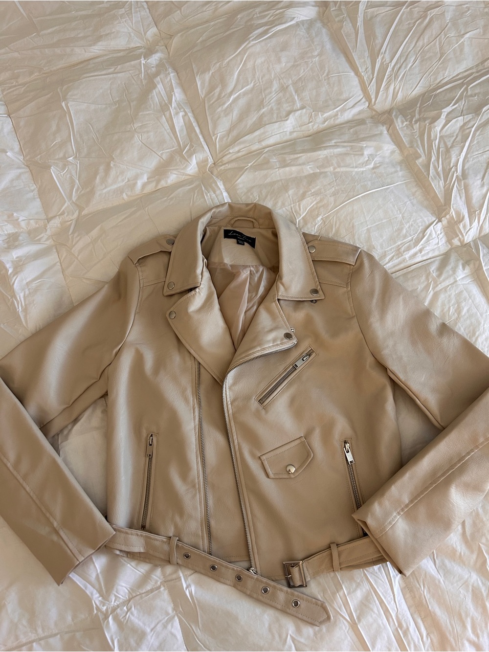 Women’s Tan Faux Leather Jacket